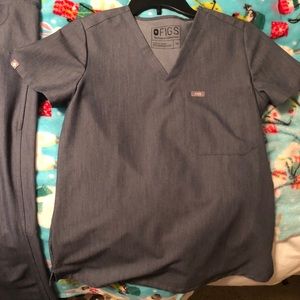 Figs denim blue scrub top and bottom